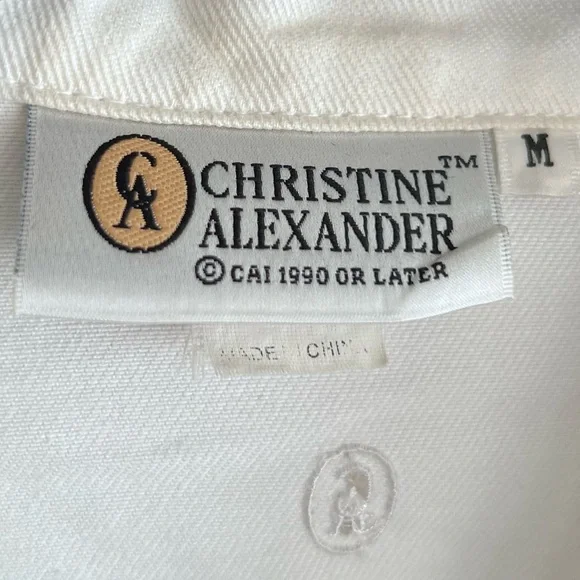 Vintage Christine Alexander White Rhinestone Studded Jean Jacket - Picture 2 of 10